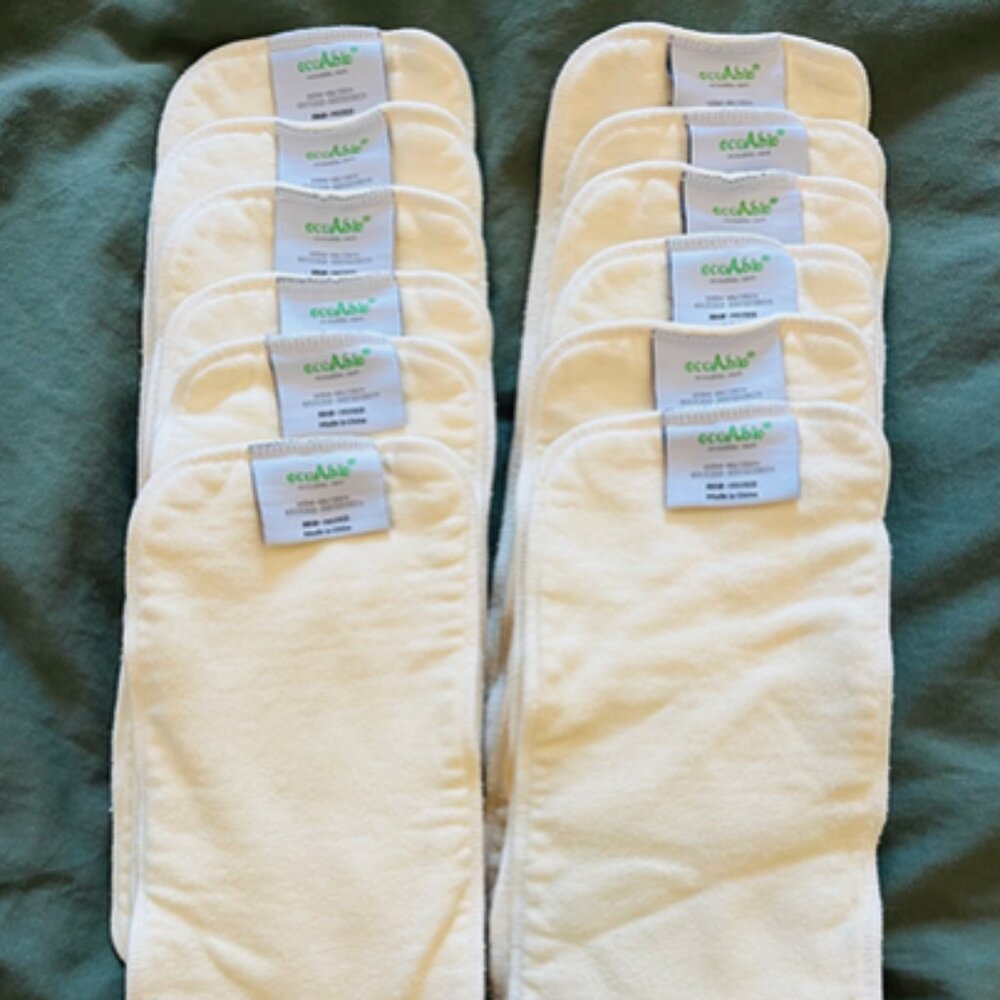 Ecoable Hemp/Cotton Baby DIaper Inserts - 12 Pack